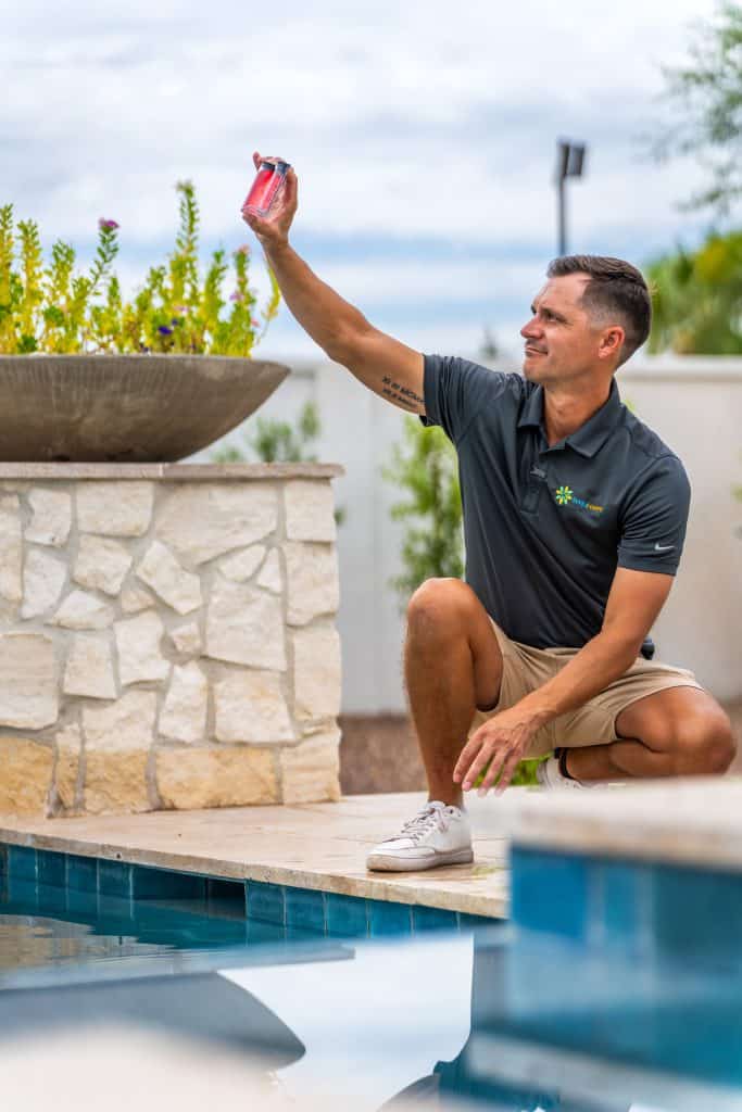 swimhappy pool service tech testing water chemistry